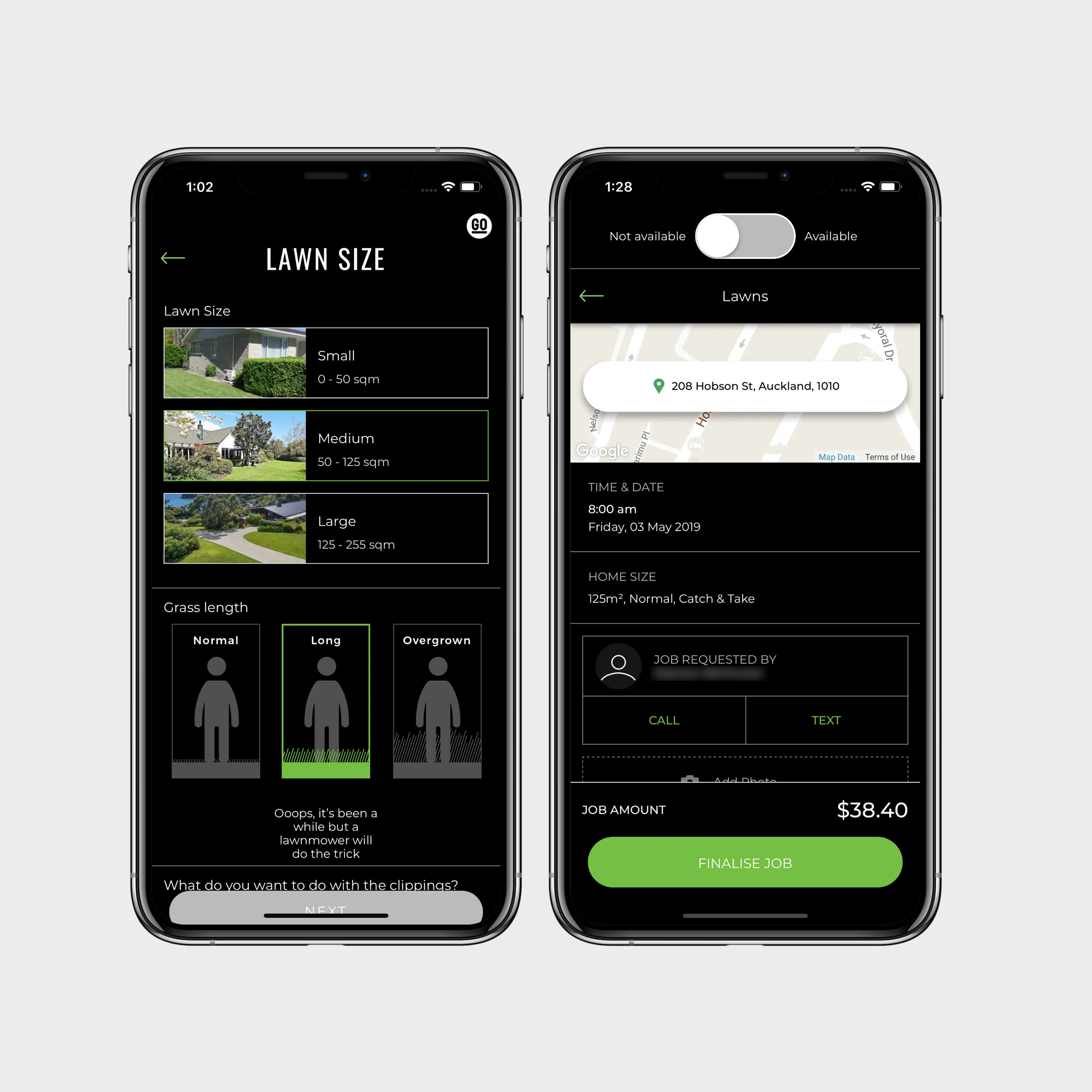 Green Acres GO app in iphone frames