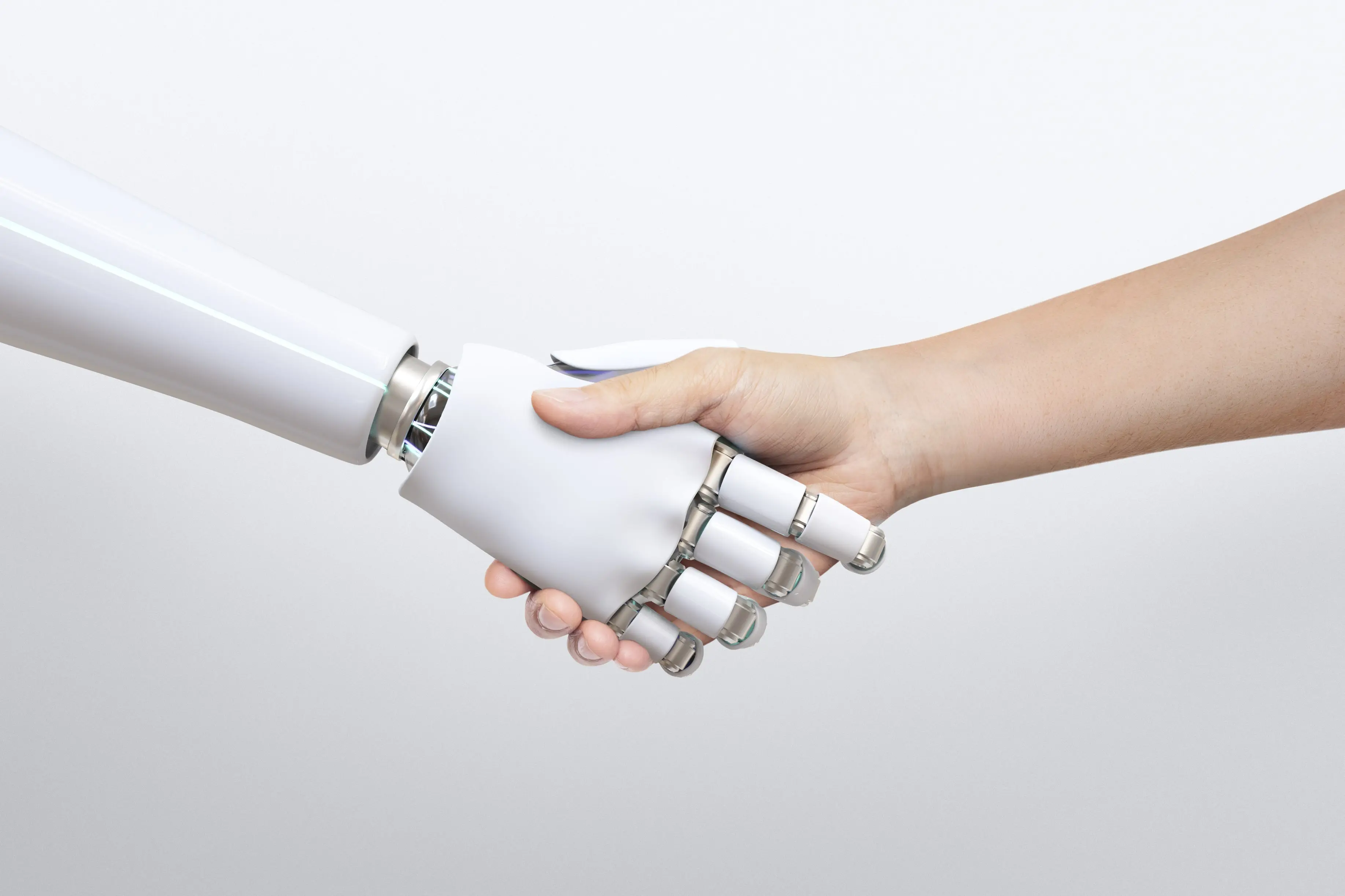AI Hand reaching out to human hand