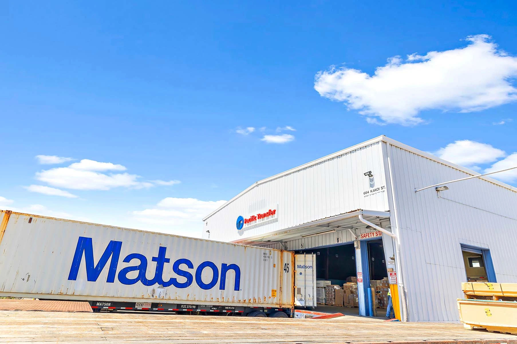 shipping container at container freight station facility