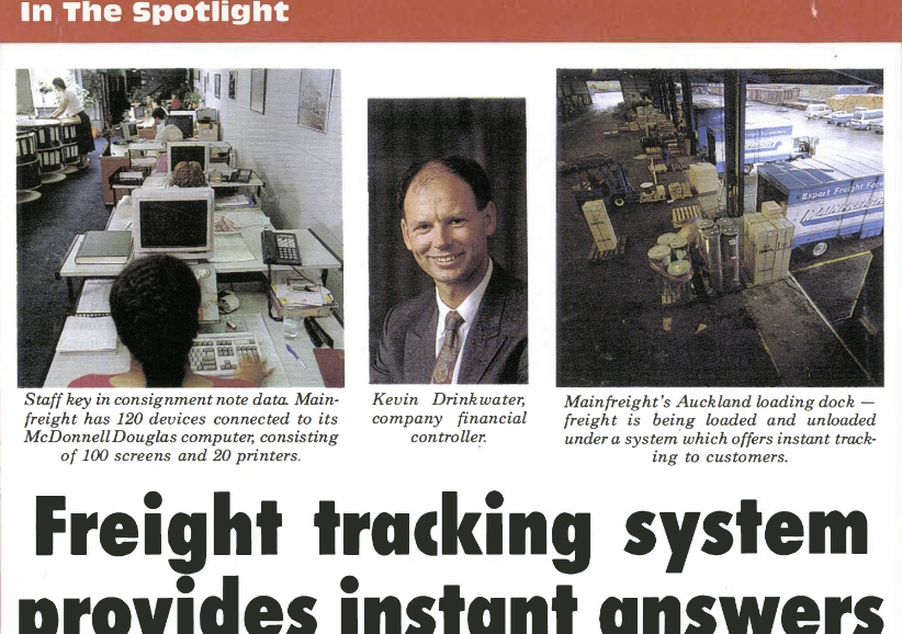 old newspaper article clip on freight tracking system